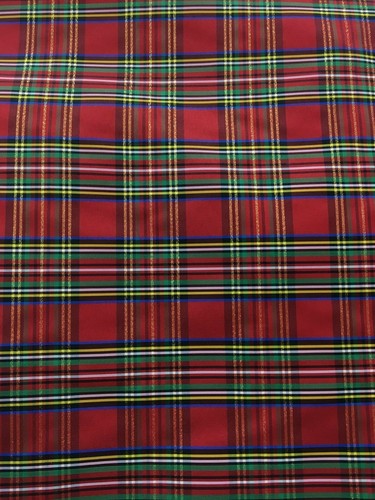 Red multicolor metallic plaid - red,